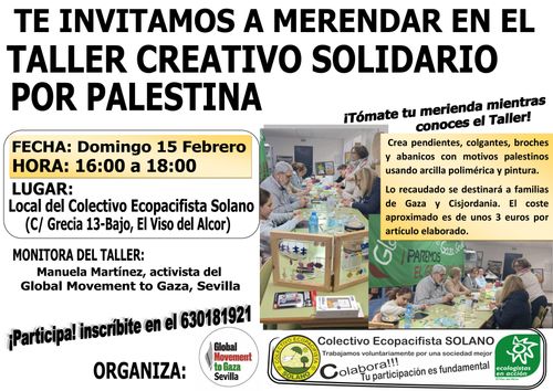 Te invitamos a merendar en el Taller Creativo Solidario por Palestina