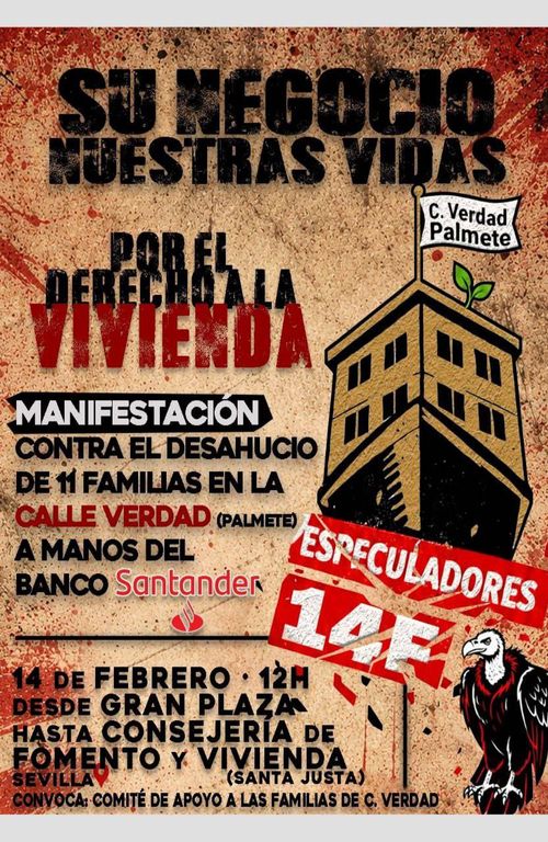 Manifestación apoyo desahucio 11 familias Palmete