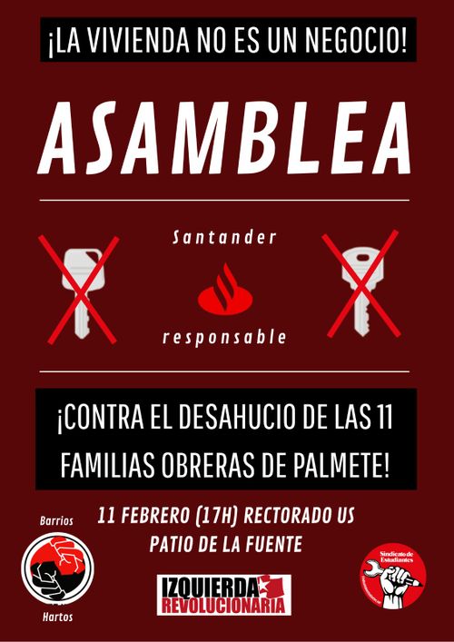 Asamblea estudiantil en apoyo a las familias de Palmete