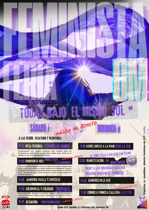 7 y 8 de Marzo en CGT "Todas bajo el mismo sol"