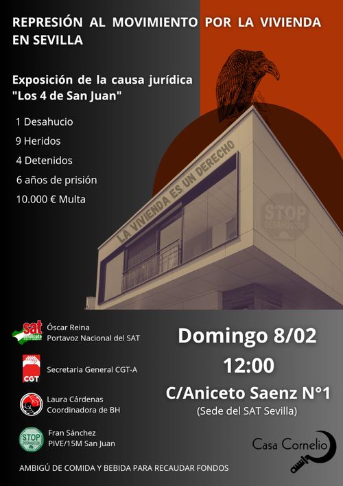 Represión al movimiento por la vivienda en Sevilla. Exposición de la causa jurídica "Los 4 de San Juan"c